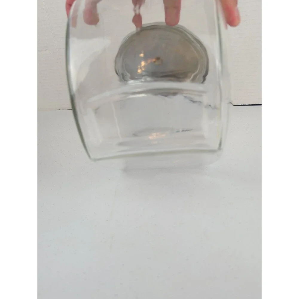 Vintage Glass General Store Tilted Penny Candy Cookie Jar Red Knob Chrome Lid